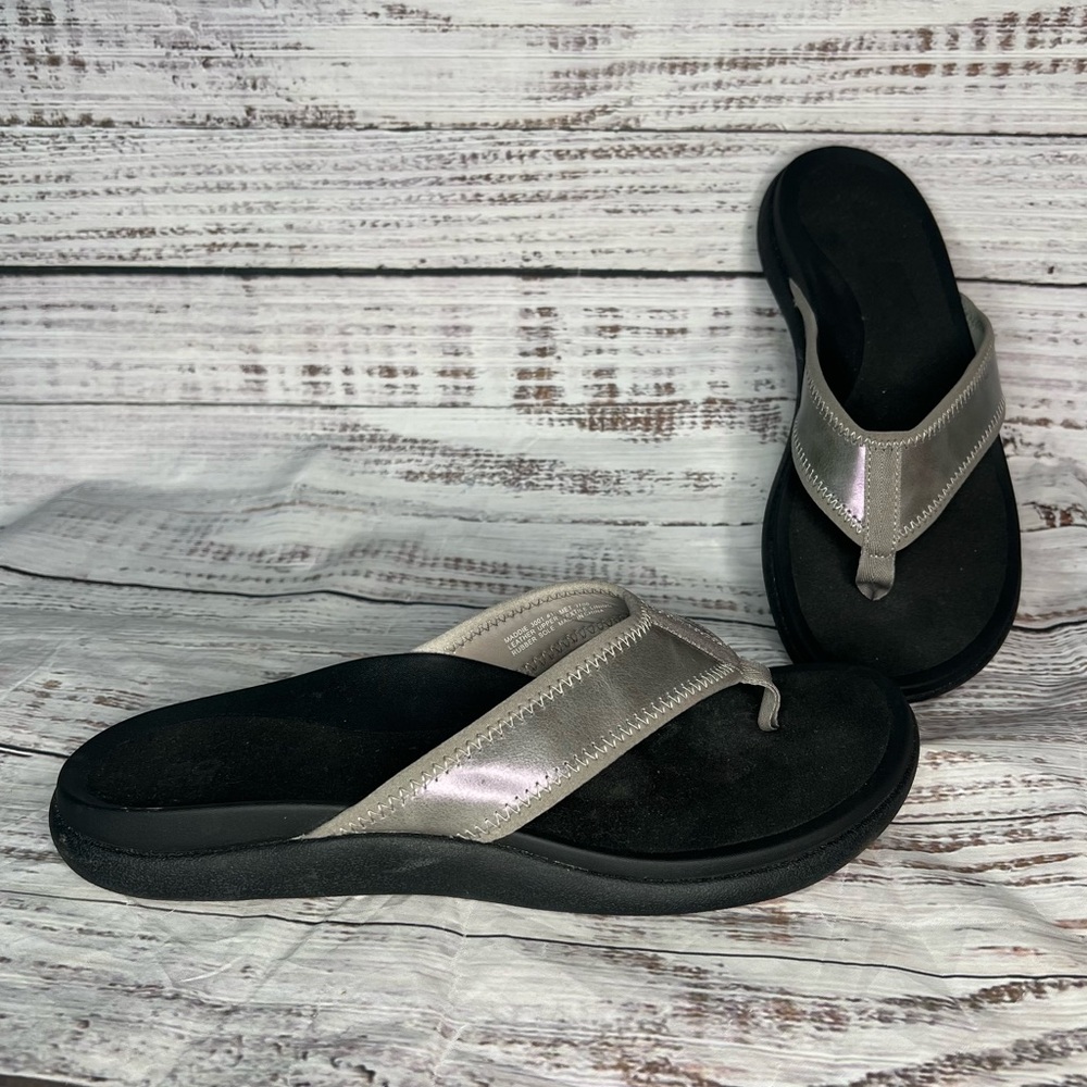 Abeo 11 Maddie Sandal Flip Flop Beach Arch Support Leather Thong Laguna Metallic